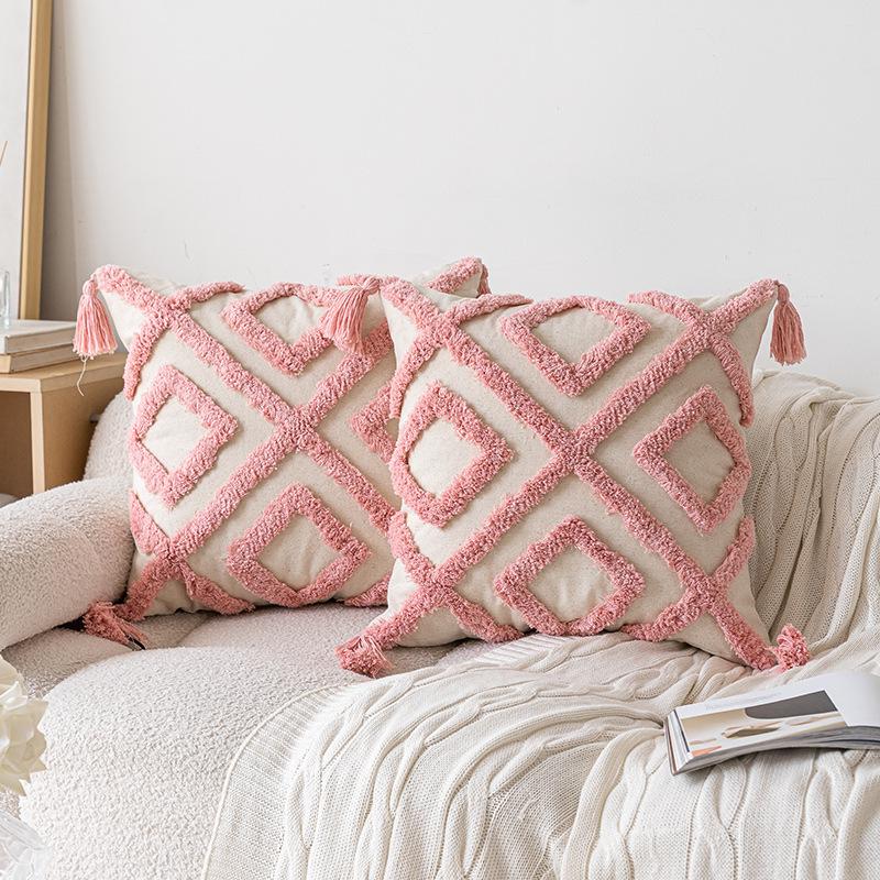 Pink Tufted Heart Throw Pillow - Girlish Cushion for Sofa, Bed, or Bay Window Decoration