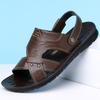 Herren Schwarz Leder Sandalen Sommer Braun Outdoor Wandersandalen Outdoor Breite Zehenpartie Strandschuhe für Vater Übergröße