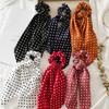 Polka Dot Scarf Scrunchies Retro Contrast Spot Pattern Hair Ties Playful Bunny Ear Ribbon Ponytail Holder For Youth