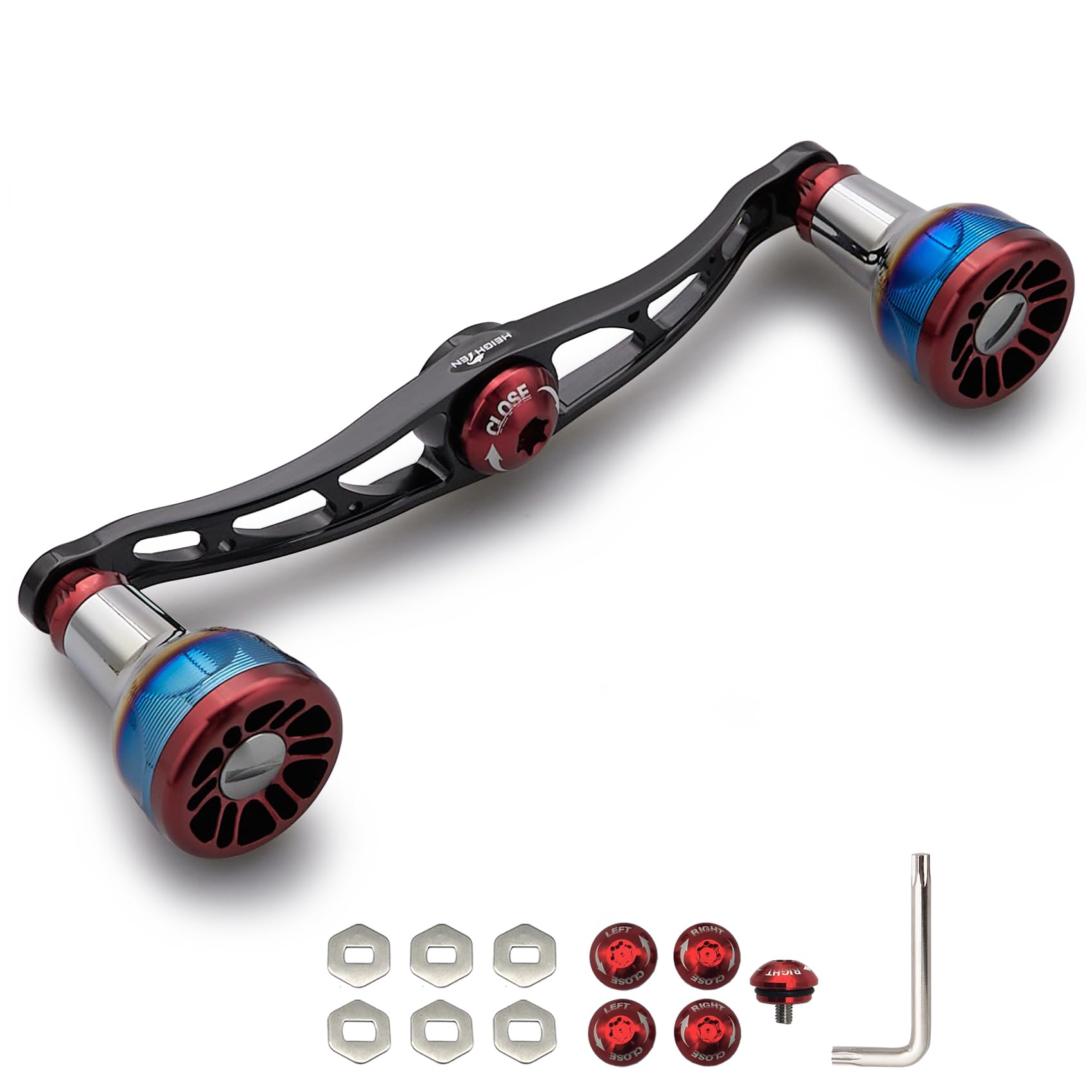 

HEIGHTEN Ручка катушки для приманки Авиационный алюминий Shimano Daiwa Abu Garcia Универсальный серия Engn Wine V2.0 105/115мм (Черный и красный, V2.0-115мм) (0069)