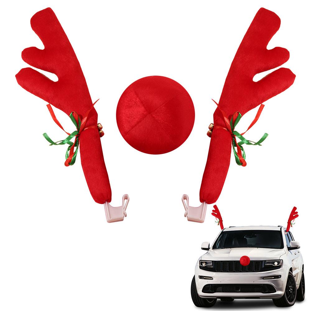 Deer Horn Cute Christmas Car Decorations Cartoon Car Reindeer Antler Kit  Reindeer Christmas Decor
