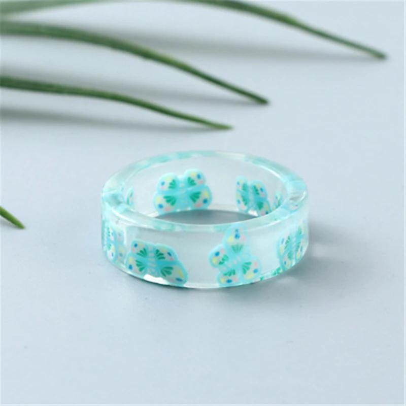Brelocuri din rășină Inel pentru copii mici Inel cerc imprimat cu fluturi colorați Bijuterii pentru petrecere de nuntă pentru femei Anillos Cadou pentru prieteni