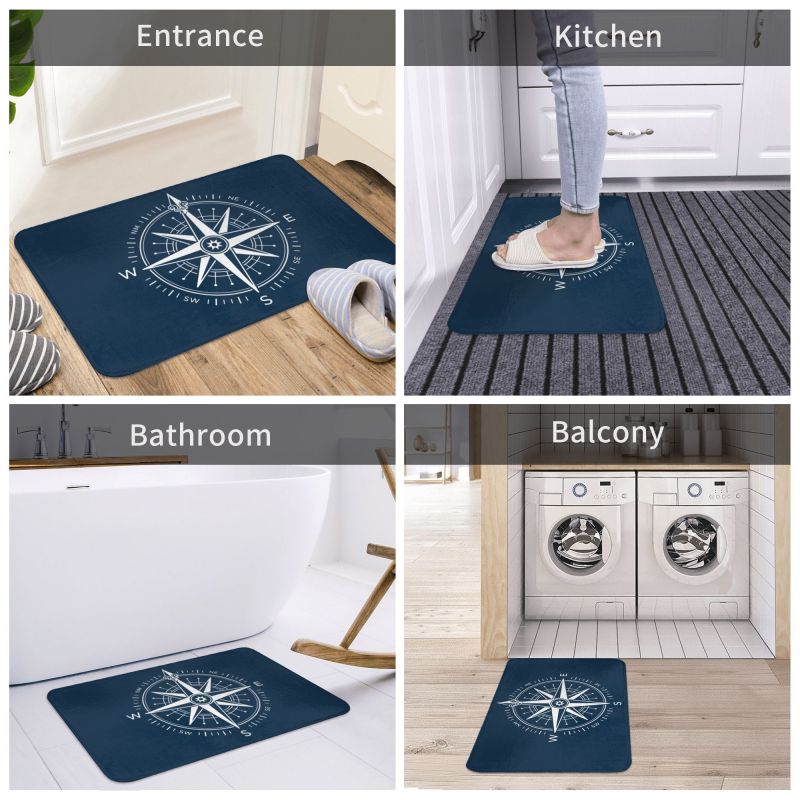 Zerbino Vintage Bussola Nautica Tappetino Antiscivolo Ancora del Capitano Barca Bagno Cucina Balcone Tappeto Tappeto 40*60cm Pedata Ingresso