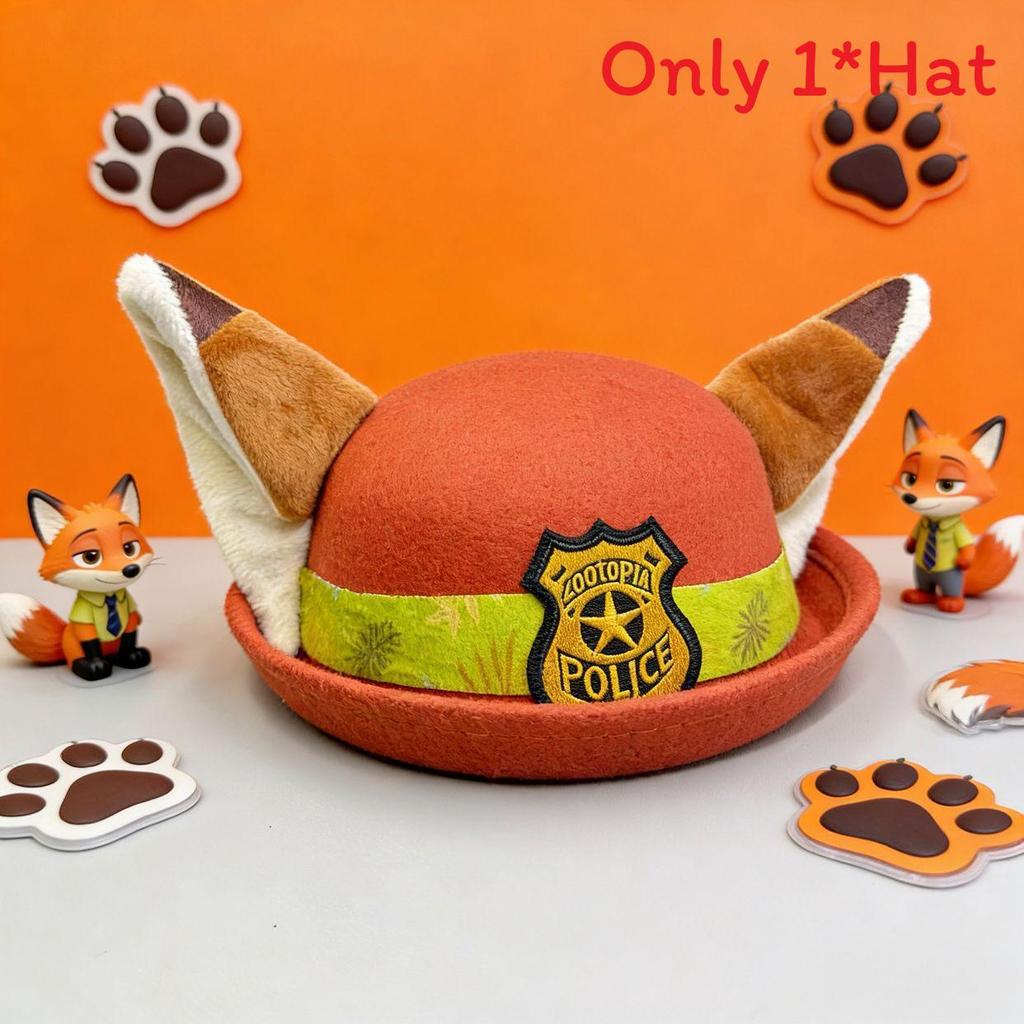 Zootopia Judy Hopps Nick Wilde Tier Cosplay Hut mit kurzem Schirm für Kinder