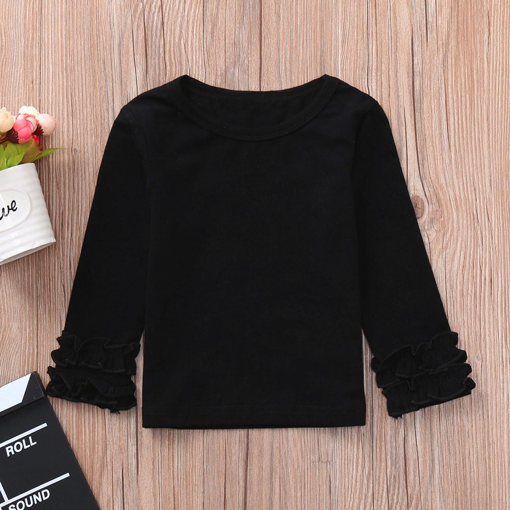 Buy Toddler Baby Girls Long Sleeve Ruffles Candy Color Tops Solid T