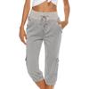 Women's Elastic Waist 3/4 Pants With Pockets Cotton Linen Casual Loose Solid Yoga Trousers Jogger Pants