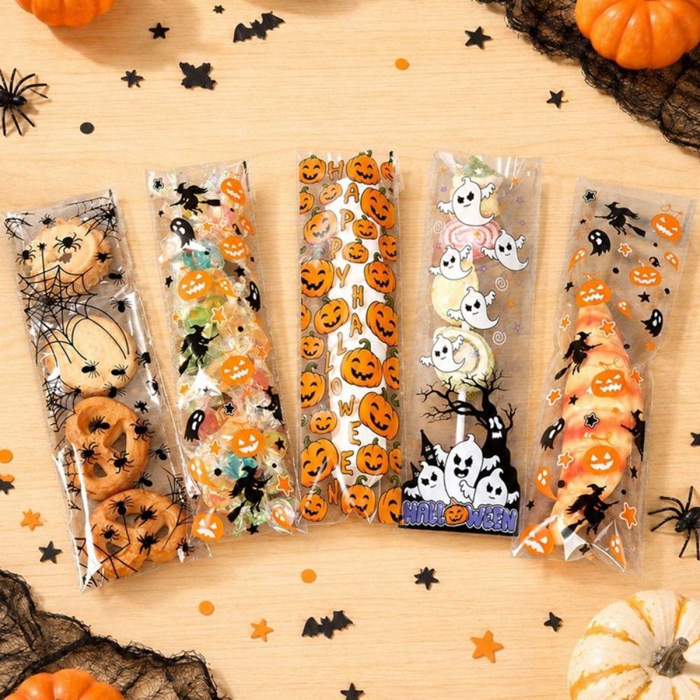 50/100PCS Multicolor Halloween Candy Bag Mixed Printed Wrapping Bag Party Supplies