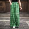 Johnature Women Vintage Wide Leg Pants Elastic Waist Loose Autumn Trousers 2025 Soft Female Long Pants