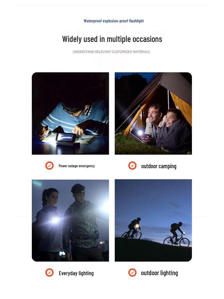 Rechargeable LED Flashlight: Compact, High Brightness, Long Battery Life, Long Range, Ideal for Hotels and Emergencies.