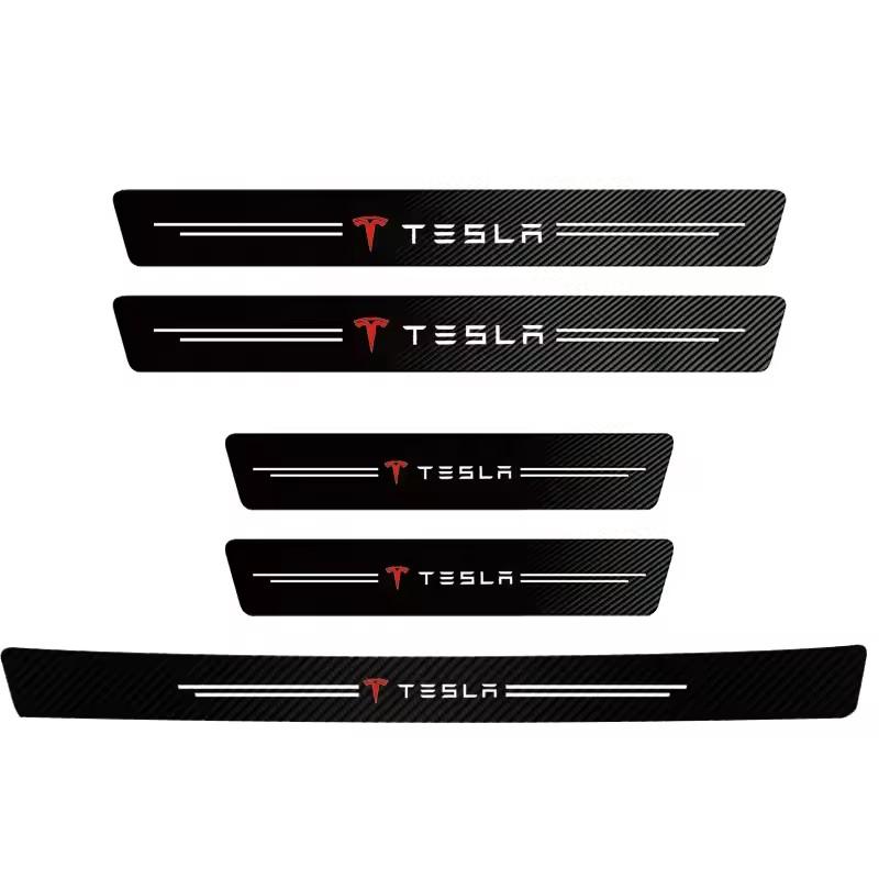 1/4/5 Stück Kohlefaser Auto Türschwellenschutz Aufkleber Auto Zubehör Für Tesla Model Cybertruck Juguete Roadster Coil Bonina