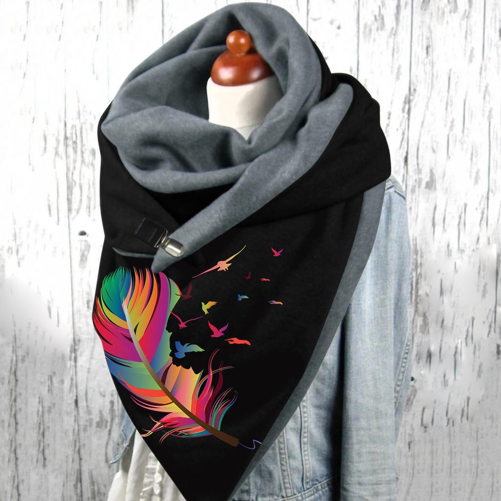 Unisex skjerf trykt knapp skjerf Wrap myk, varm frontrute skjerf