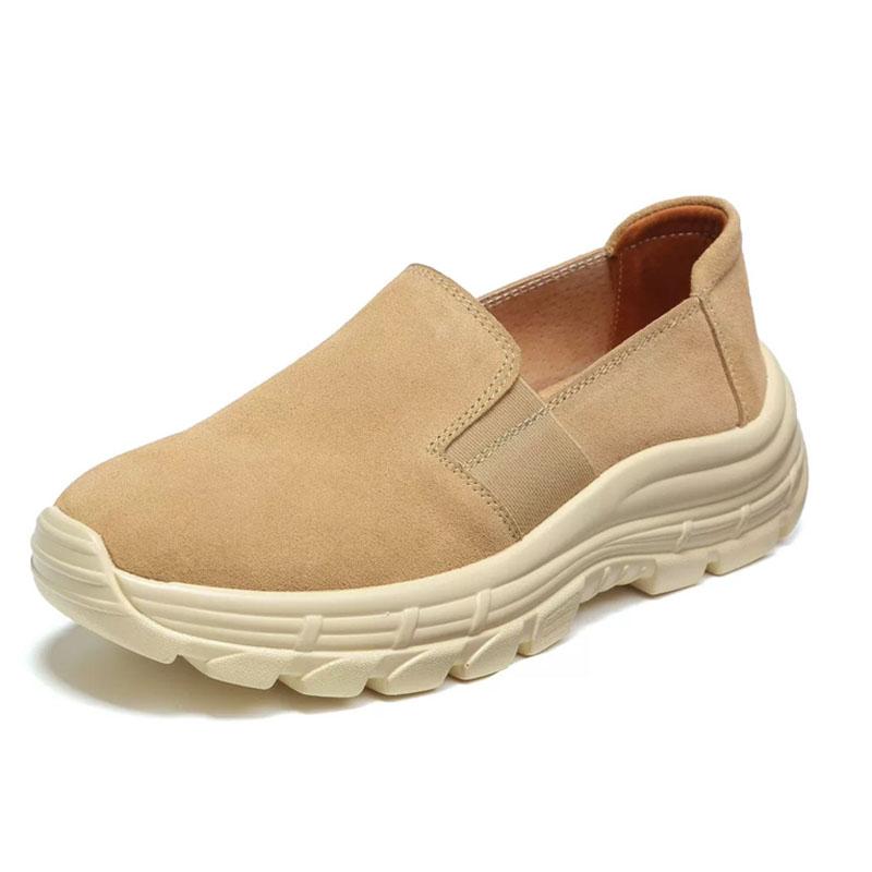 Fashion Autumn Women's Platform Shoes Suede Leather Thick Sole Loafer Shoes Slip On Sneakers Women Casual Running Shoes WSH4374