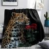 Leopard Print Flannel Blanket, High quality Comfortable for All Seasons, Home Decor, Warmth and Comfort, Perfect for Christmas Gifts