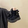 Retro thick-soled one-word buckle slim short boots with coat Martin boots 2025 autumn and winter suede boots women's fashion boots