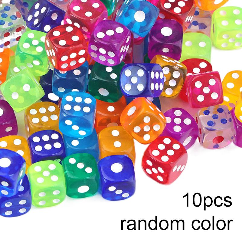 10/20/50PCS 14mm Colorful Transparent Dice Set Rounded Edge Board Game Dice for Bar Tabletop RPG D&D Casino Party Games TMZ