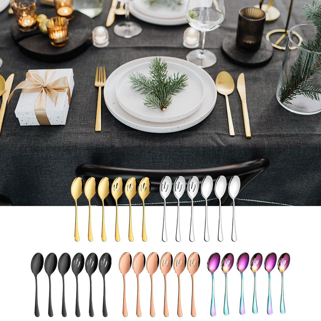 EIOLWJIEO 6pieces Elegant Appearance Stainless Steel Set Durable For Stylish Dining Convenient Storage Serving Spoons Sets, golden