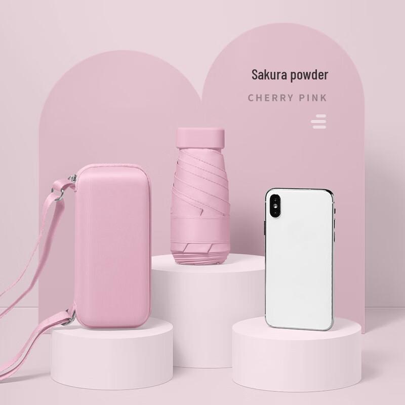 Red Leaf Mini Flat Capsule Sun/Rain Umbrella