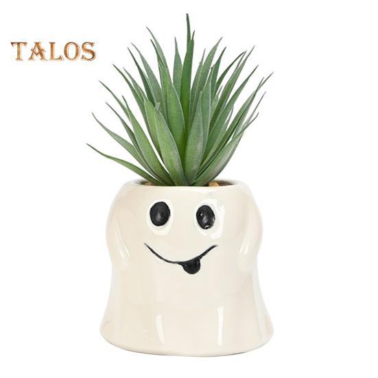 Ghost Planter Ceramic Cute Ghost Flowerpot Halloween Ghost Pot with Funny Expressions Gift for Succulent Lovers