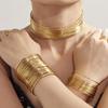 Oumaijia Edelstahl Drahtumwickter Choker & Offener Armreif - Europäischer & Amerikanischer Punk-Stil Schmuck