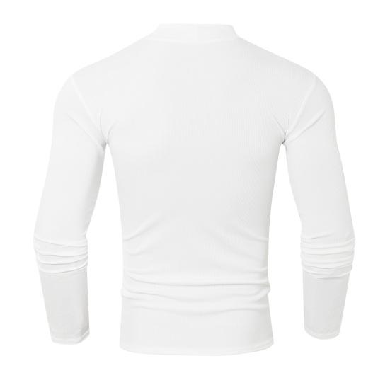 Yousheng Herren Oberteil Hoher Kragen Ripped Design Einfarbig Ausgeschnitten Slim Fit Muskel Fitness Sport T-Shirt Elastisch Streetwear Fitnessstudio Kleidung