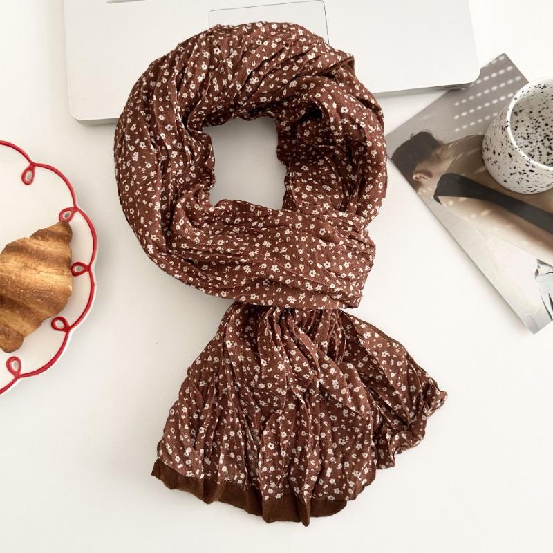 Scarf atmosphere new versatile literary temperament floral silk scarf head scarf shawl dual-purpose