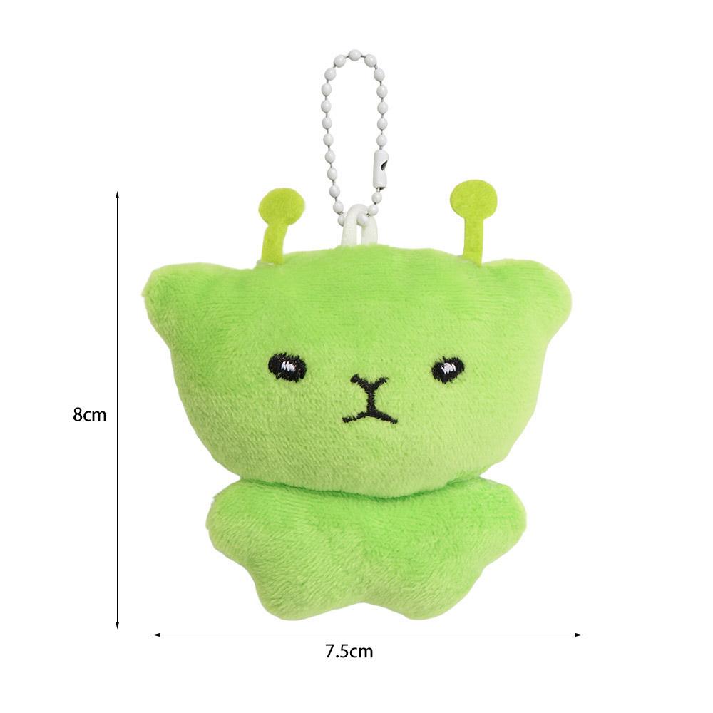 Pendentif Sac à Dos en Peluche Douce Mini Chat Alien Porte-clés Mignon Cordon pour Téléphone Portable Décoration de Sac