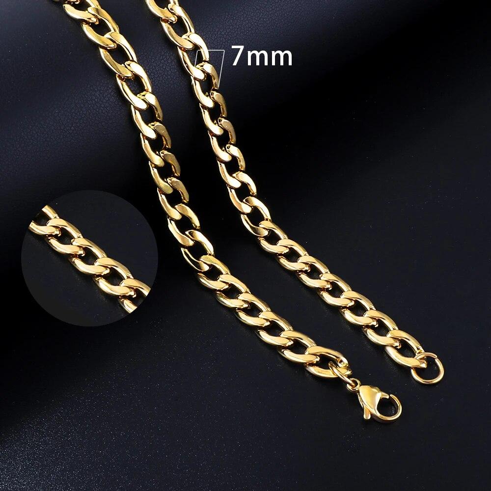 ASONSTEEL cubansk kjede halskjede for menn kvinner punk rustfritt stål fortauskant kjede chokers vintage gullfarge solid metall colla