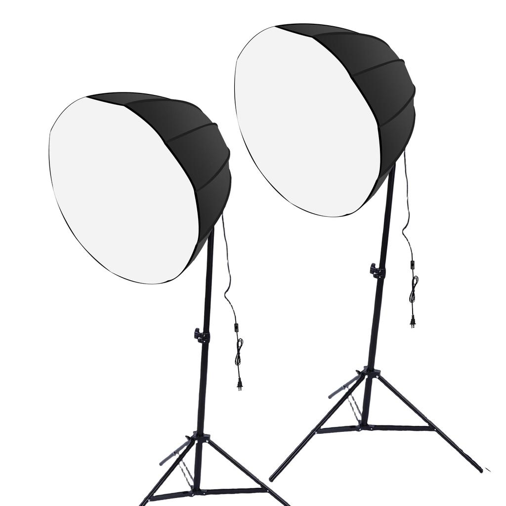 2 Sets Photography Lights Kit with 85W Energy Saving Bulb and Remote Control for Live Streaming Portrait US Plug