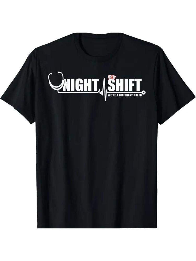 

Funny 039;Night Shift039; Nurse T-Shirt100% Cotton Regular Fit for Men amp; WomenP Unisex T-Shirt XXL