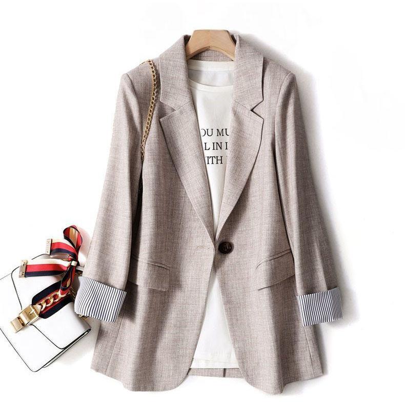 Spring and Autumn Women's Plus Size Button Models Slim and Thin Solid Colour Comfortable Commuting Versatile Suit Jacket