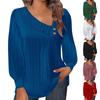 Women's V-neck Button-down Solid Color Long-sleeved Shirt Casual Shirt Tops Tops