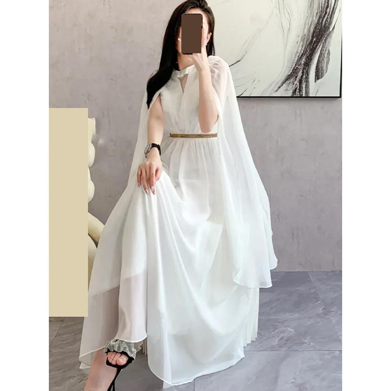 Fashion White Long Dress Women Sleeveless High End Vintage Elegant Party Dresses Vestidos Clothing