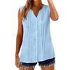 Sleeveless V Neck Button Down Blouse for Women with Pleated Front Design Casual Loose Fit Lightweight Top