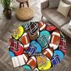 American Football Helmet Round Rug Flannel Sports Fan Gear Ball Print Area Mat For Boys Room Game Room DecorEnergeticFloorCarpet