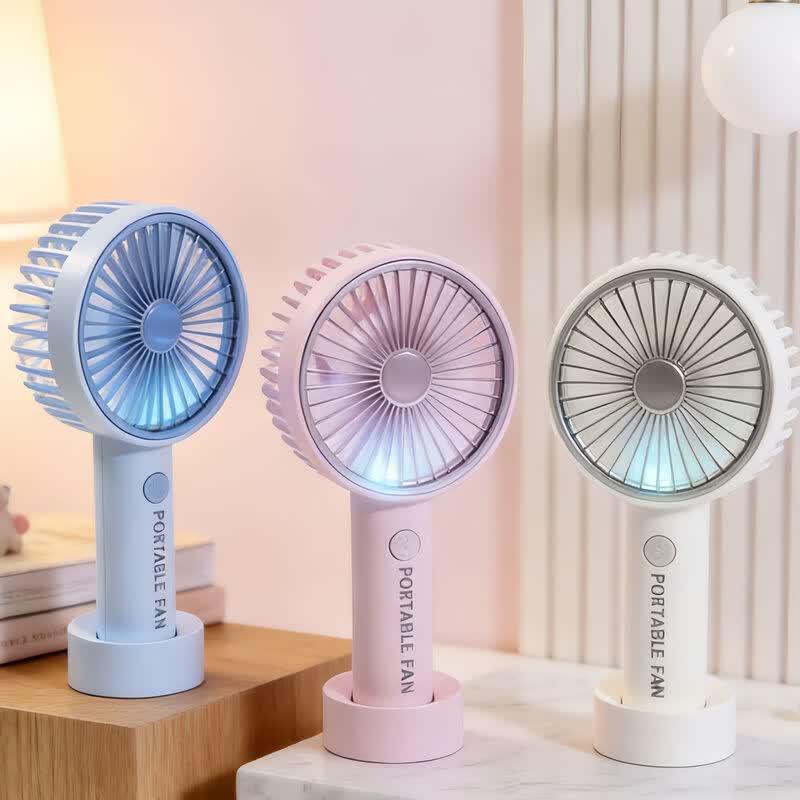 Portable USB Rechargeable Handheld Mini Fan with LED Light