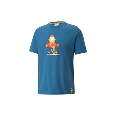 X Garfield SS22 Animacinio logotipo atspaudas Apvali kaklo iškirptė Marškinėliai Vyriški viršutiniai drabužiai Mėlyni 534433-48