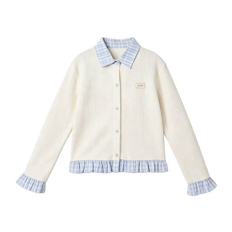 Girls' Academy Style Plaid Patchwork Knit Cardigan