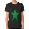 Glitter Green Star Ladies Cotton T Shirt, Premium Cotton Quality Print, Durable, Casual Fashion. This Stylish Tshirt Features A Striking Green Star, A