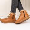 Casual Booots Women'S Fashionable Casual Versatile Round Toe Flat Low Top Lace Up Ankle Boots Leopard Boots For Women Low Heel