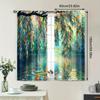 2pcs, All-Season Art Deco Style Curtains, Modern Willow Trees by River Stained Glass Pattern, Polyester, Perfect for Adding