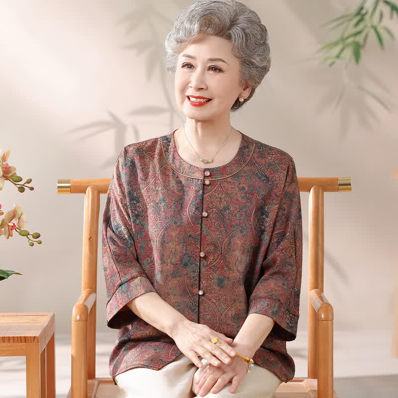 Yuzhaolin Women s Mid-Aged Thin Breathable Round Neck Cardigan XL