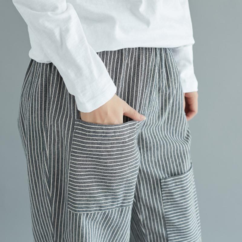 Women's Plus Size Harem Pants With Stylish Stripes And Comfortable Casual Fit