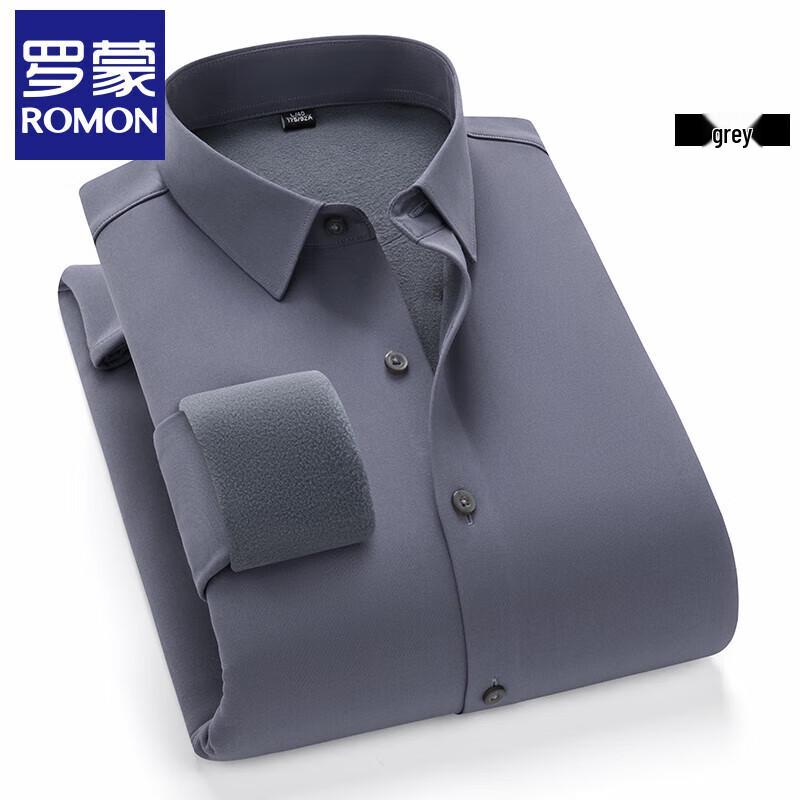 Romon Men s Winter Fleece-Lined Long-Sleeve Business Casual Shirt 45