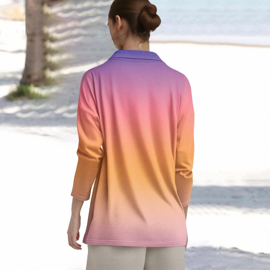 Women's Light Cardigan  Print Long Sleeve V-Neck Shirt With Pocket Top