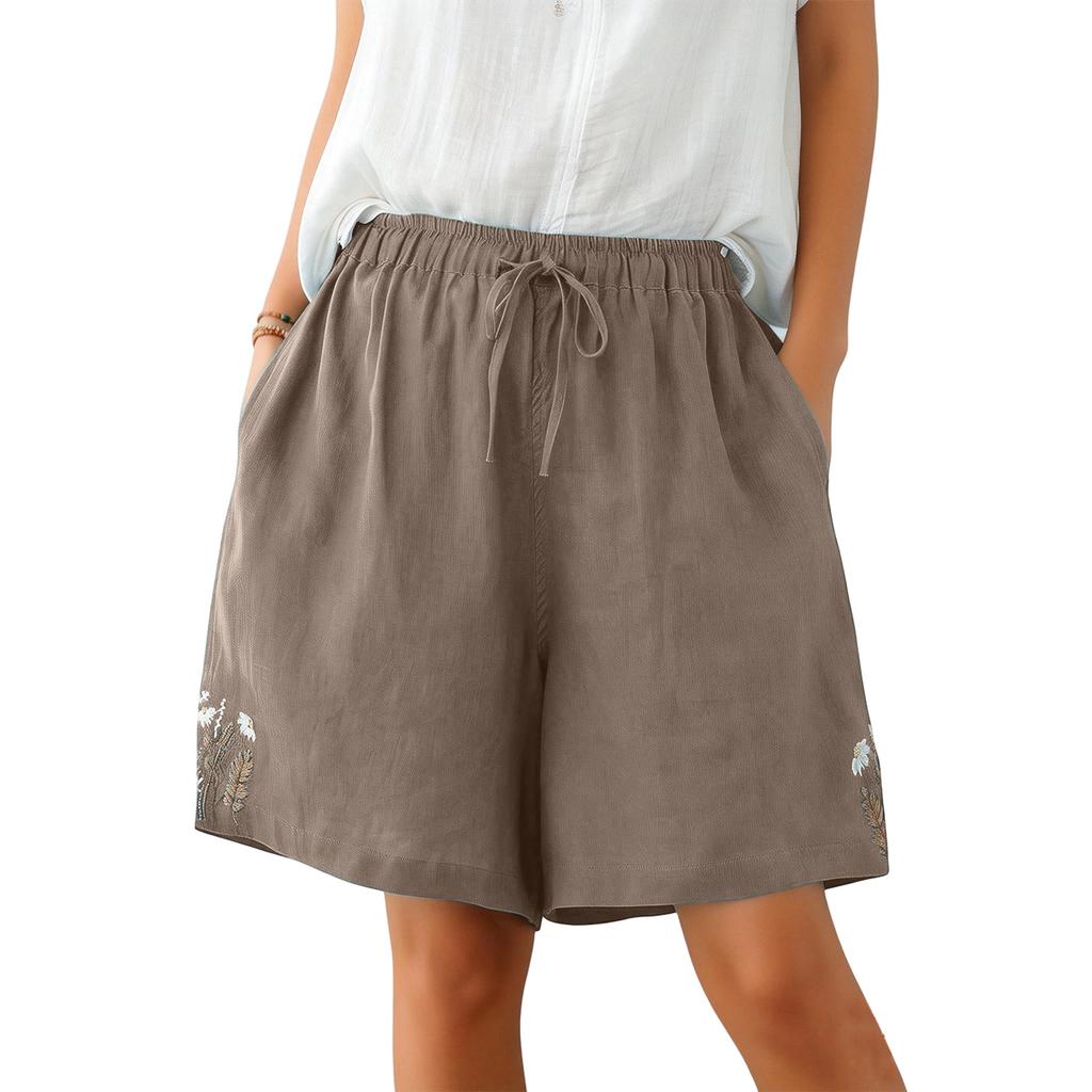Women's High-Waist Versatile Comfortable Breathable Linen-Cotton Casual Shorts