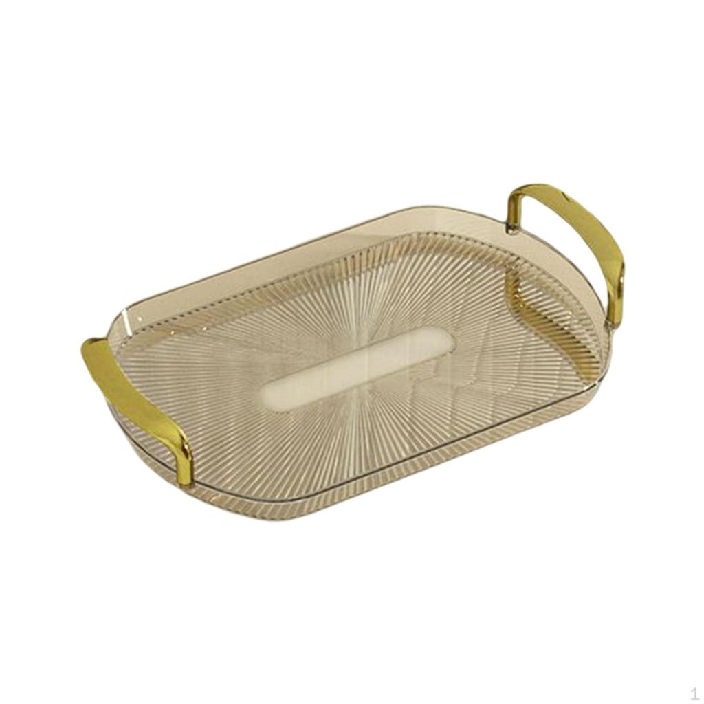 Serving Tray with Golden Handles Cosmetics Decorative for Meals,Snacks