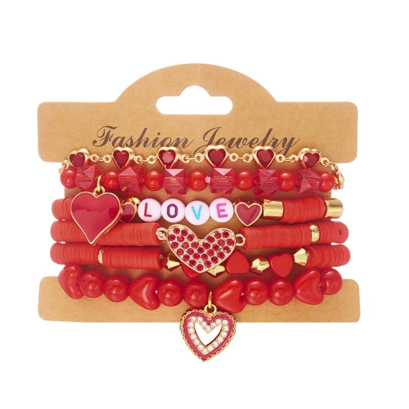 Stylish Valentine's Day Bracelets for Women Heart Charm Stackable Wristchain Trendy Accessory For Her