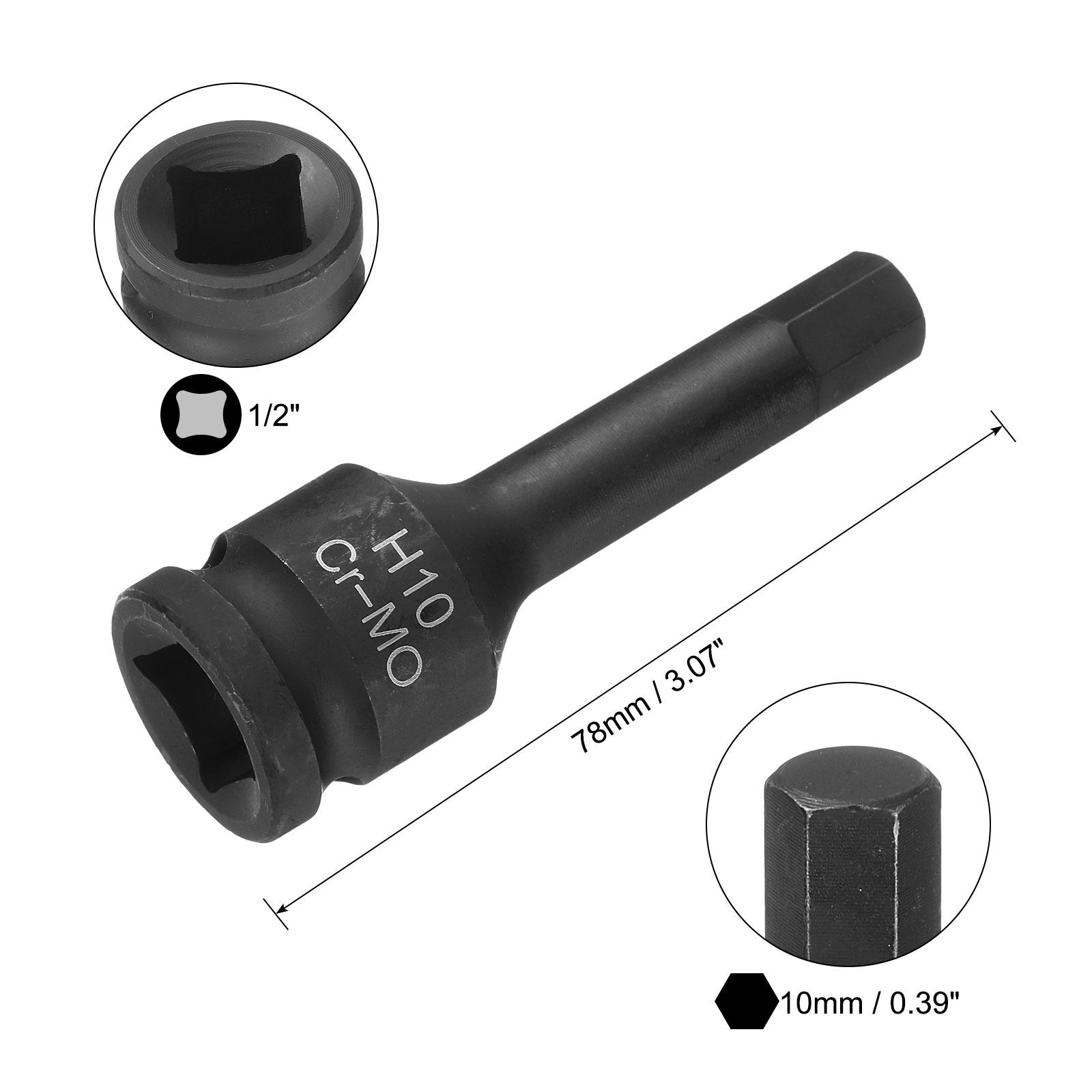 

10mm-22mm Hex Impact Bit Socket H10-H22 Black Impact Drive Hex Bit Sockets Lengthen Hex Screwdriver Socket Adapter for Auto