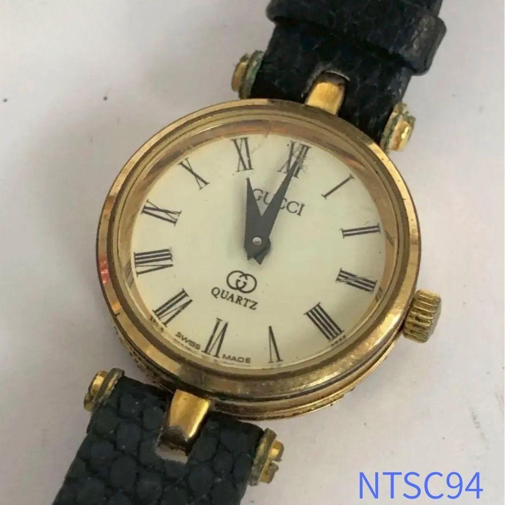 Used GUCCI Gucci Sherry Line Watch Ladies Quartz Gold Logo Old Gucci Vintage Roman Dial Black