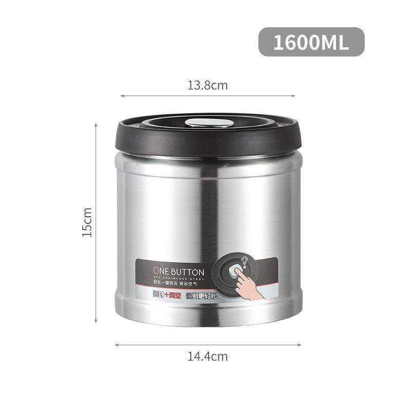 Coffee Bean Vacuum Sealed Tank 304 Stainless Steel Press type Vacuum Grain Tea Nut Storage Sealed Cans Kitchen Crisper box